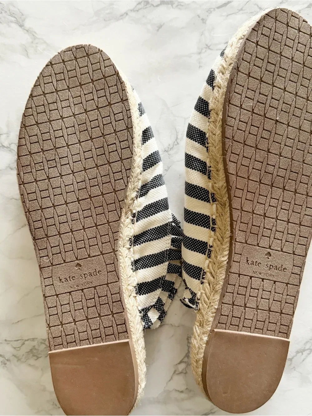 Kate Spade Laila striped ruffle espadrille slip on shoes